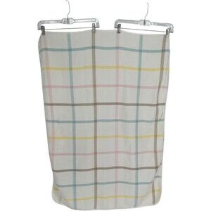 Unbranded Baby Blanket Unisex White Pastel Plaid Acrylic Satin Trim